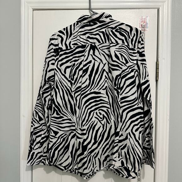 Chaps Ralph Lauren Classics Shirt 1x cotton Zebra Black White Button down shirt - Picture 9 of 9